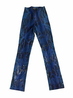 Tark'1 Pants Womens T1 Blue Black Snake Print Slim Stretch Straight Leg 32"